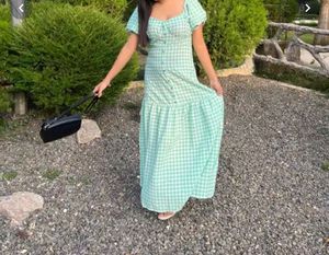Gingham Check Maxi Dress