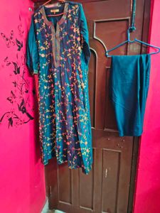 Embroidered Teal Kurta Set with Palazzo
