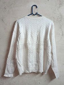 White Cable Knit Cardigan Sweater
