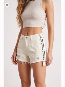 Gothic White Distressed Denim Shorts