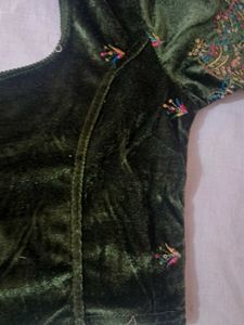 Elegant Velvet Blouse with Embroidery