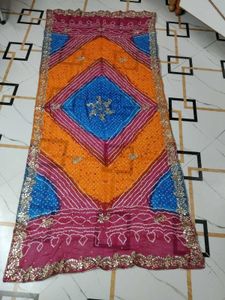 Vibrant  heavy bandhani Dupatta with gota patti