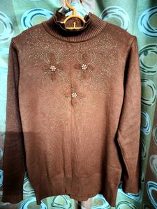Elegant Brown Turtleneck Sweater