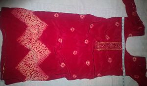 Red suit creap silk +dupatta