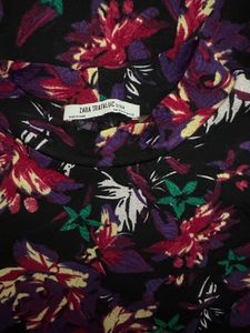 ZARA Floral Print Long Sleeve Dress