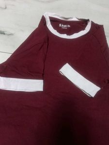 Shein Maroon Ringer T-Shirt