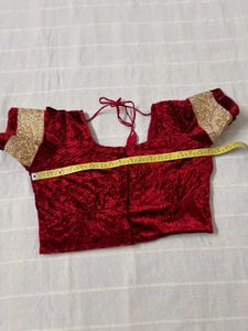 Cream &amp; Maroon Embroidered Saree With Blouse