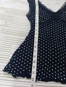 Chic Polka Dot Lace Trimmed Dress