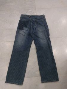 Vintage Retro Striped Patchwork Denim Jeans
