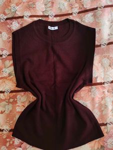 coffee brown Sleeveless Knit Top