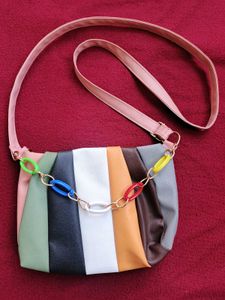 Color Block Chain Shoulder Bag
