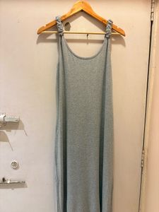Scrunchie Strap Gray Maxi Dress