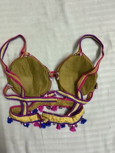 Embroidered Yellow Blouse with Tassels
