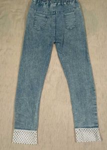 Denim Jeans with Lace Cuffs