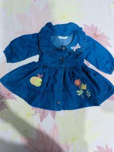 Cute Denim Dress with Appliques