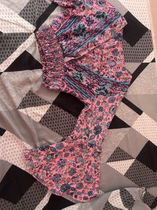 SALE - Boho Floral Print Crop Top &amp; Palazzo Set