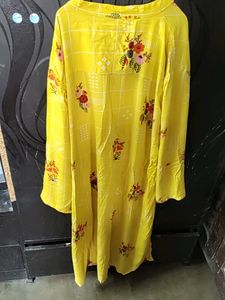 Bright Yellow Kurti with Floral Print