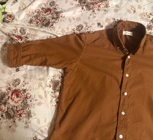 Men's Brown Button-Down Shirt