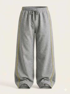 Grey Sweat Pants with Yellow Stripes