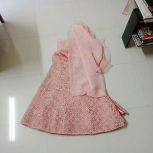 Elegant Pink Embellished Dress Fabric