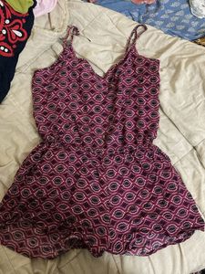 SALE ‼️‼️night suit Purple Geometric Print Romper