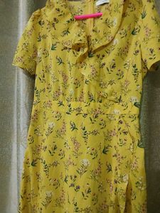 Floral Yellow Wrap Dress
