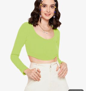 Bright Green Long Sleeve Crop Top