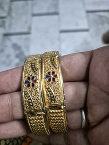 Elegant Gold Bangles with Enamel