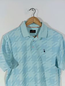 Cyan Printed Casual T-shirt (Men)