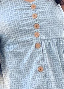 Light Blue Button-Front Mini Dress