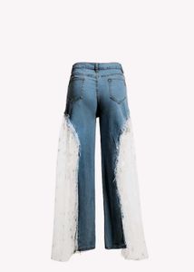 Wide-Leg Jeans with Sheer Overlay