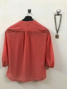 Forever 21 Orange Sheer Blouse