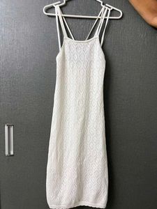 White Lattice Lace Mini Dress