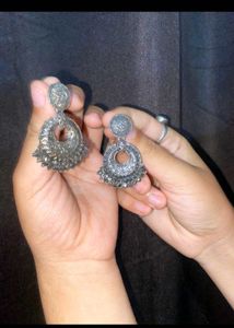 Oxidized Silver Jhumka Earrings