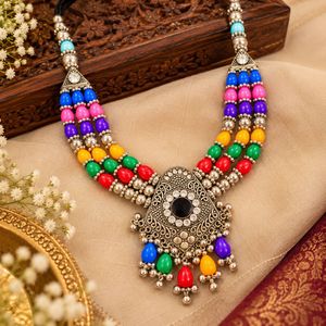 Boho Beaded Necklace &amp; Earrings Set