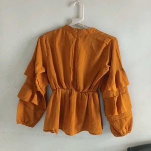 Mustard Ruffle Sleeve Top
