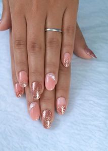 Rose Gold Glitter Pearl Press-On Nails
