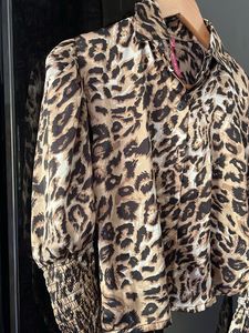 Leopard Print Puff Sleeve Blouse