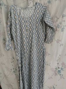 Grey Geometric Print Kurta
