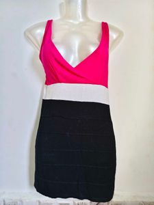 Chic V-Neck Color Block Mini Dress