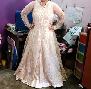 Elegant Embroidered Beige Anarkali
