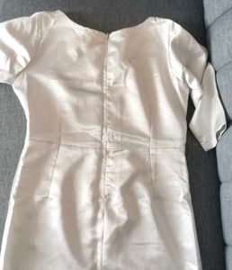custom made Elegant Silver Satin Midi Dress