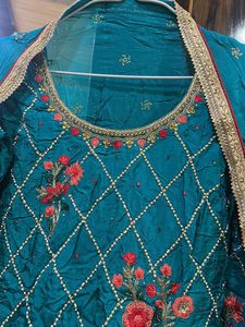 Beautiful Teal Embroidered Kurta Set