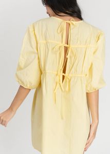 Yellow Puff Sleeve Mini Dress