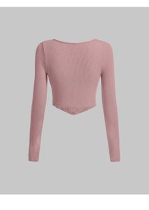Ribbed Corset Long Sleeve Top