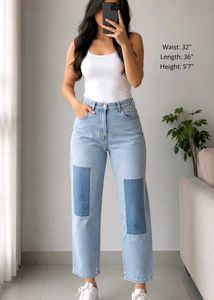 Patchwork Blue Denim Jeans
