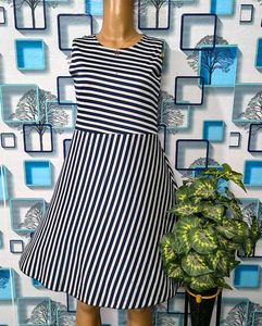 🇬🇧Girl double Pieces Striped Dress Navy Blue
