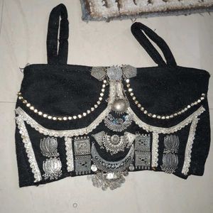Elegant Black silver jewelery Choli