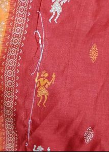 kalamkari red pure cotton saree