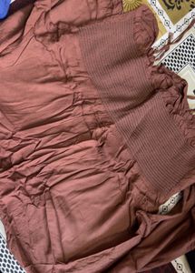 Stylish Ruched Brown Top